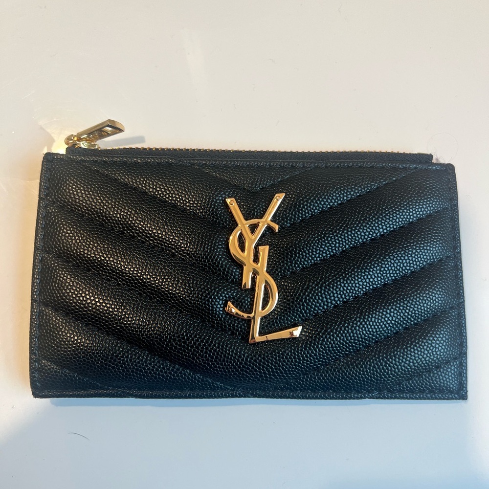 Saint Laurent Black Leather Zip Wallet